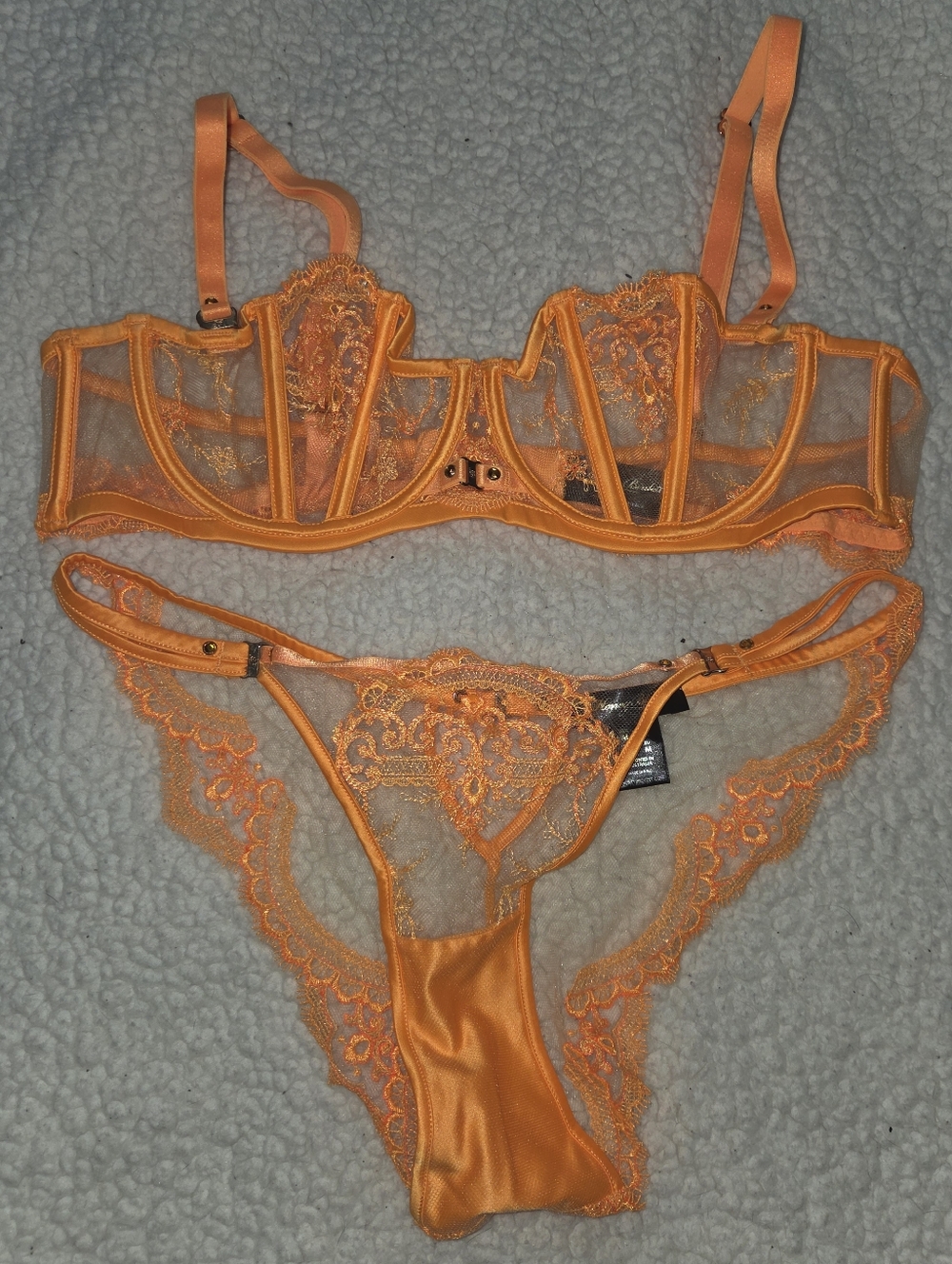 Honey Birdette Gabrielle Mango Bra Panty Set 36C Medium